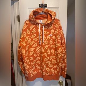 Nike All Over Print Swoosh Hoodie Orange XL